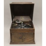 A HMV table top gramophone. 39.5 cm wide.