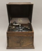 A HMV table top gramophone. 39.5 cm wide.
