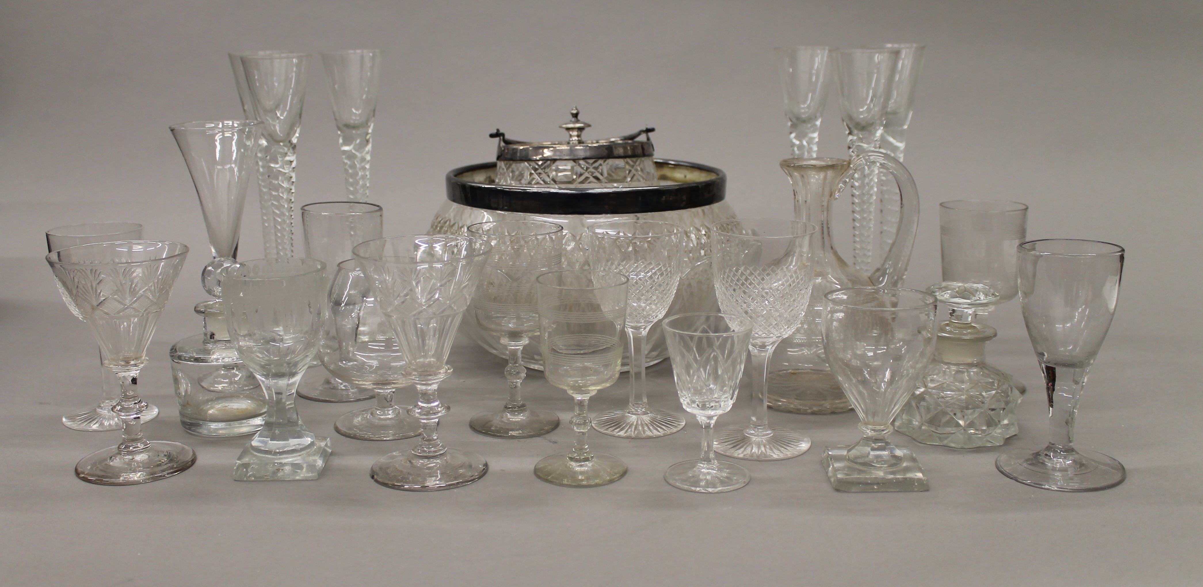 A box of various glassware.