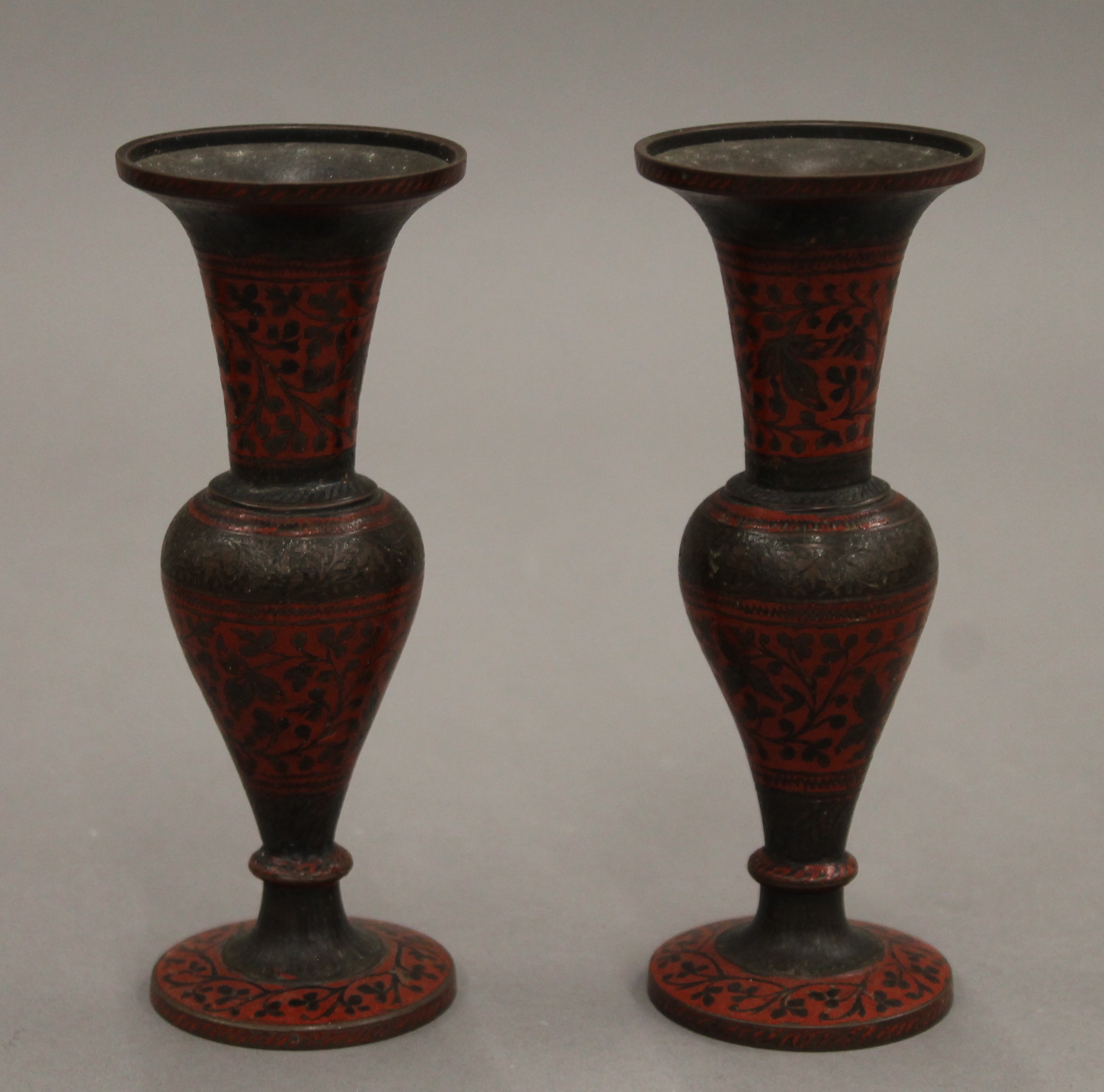 A quantity of Eastern metalware vases. The largest 14.5 cm high. - Image 6 of 14