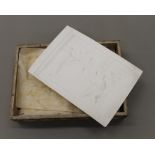 Two plaster panels each depicting classical scenes. 26 x 18.5 cm.