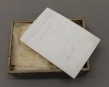 Two plaster panels each depicting classical scenes. 26 x 18.5 cm.