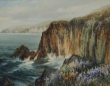 K MORLAND, Cornish Coast, watercolour, framed. 25 x 19.5 cm.