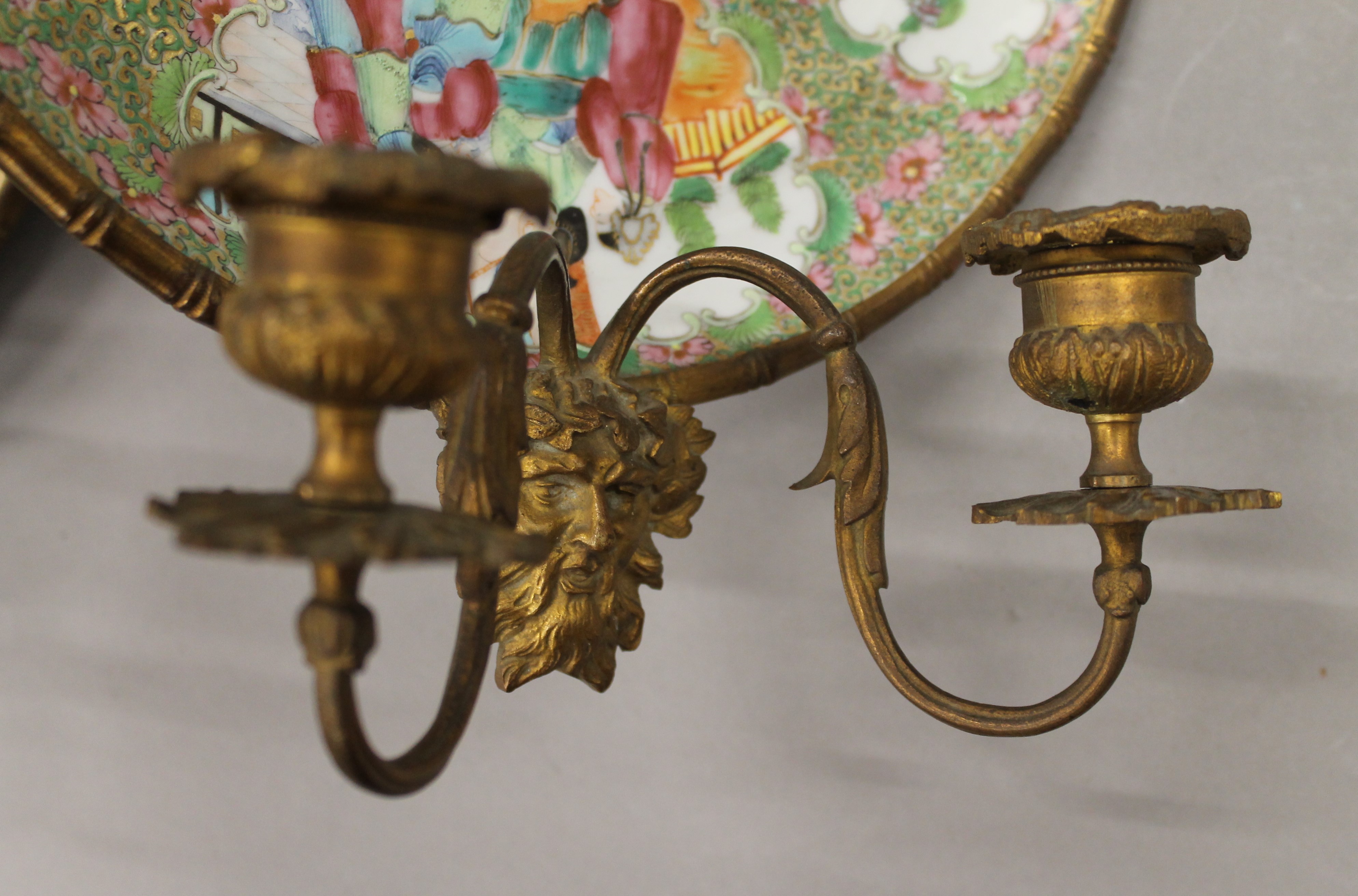A pair of 19th century ormolu mounted Canton famille rose plates, - Image 7 of 7