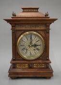 A large Victorian silvered and gilt faced mantle/bracket clock with striking repeater movement,