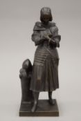 A 19th century patinated model of Joan of Arc, by Susse Fres Foundry, signed on integral base.