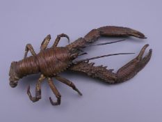 FRANZ BERGMAN, cold painted bronze model of a lobster. 12.5 cm long. (121.