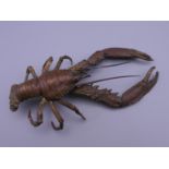 FRANZ BERGMAN, cold painted bronze model of a lobster. 12.5 cm long. (121.