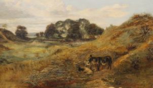 A Victorian oil on canvas, Donkey's and a Goat in a Landscape, indistinctly titled and initialled G.