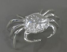 A silver plated crab form box. 11.5 cm wide.