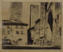 LOUIS CONRAD ROSENBERG (1890-1983) American, six various Continental Town Scenes, etchings, signed,