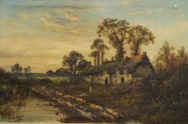 WALTER W CAFFYN, Country Cottage, oil on canvas, framed. 60 x 39.5 cm.