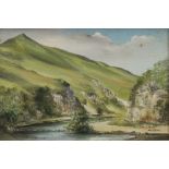 P GARNER, Dovedale Derbyshire, oil on board, framed. 24.5 x 16.5 cm.