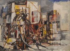 CAMPBELL (mid-20th century), An Abstract City Landscape, oil on board, unsigned, framed. 59 x 44 cm.