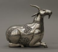 An Eastern 900 silver box formed as a stag. 20 cm high.