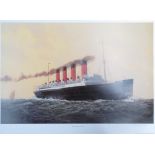Edward D Walker "Sea Trials Completed, Titanic off Belfast April 2nd 1912" signed print, "RMS