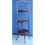 Mahogany three tier cake stand on four supports (H81cm)