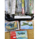 Quantity of model aircraft kits including Phantom 2, The Gannet, Yak 15 etc (12 kits, 1 Airbrush)