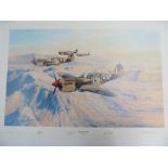 Robert Taylor "Desert Hawks" RAF Kittyhawks Over The Dessert, signed by the artist, Limited