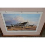 Framed and mounted print "Eagle Squadron Scramble" by Robert Taylor signed by the artist (60cm x