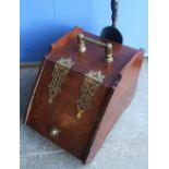 Victorian walnut slope front coal box with brass mounts, registration no. RD102460, complete with