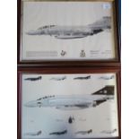 Framed print of Phantom Aircraft Squadron 43, and a framed Phantom Farewell print by S Black no. 1/