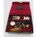 Lorus quartz wrist watch, seven various pairs of gent's cufflinks, St. Christopher medallion etc