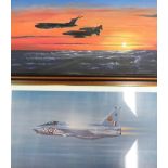Jon Westwood "Evening Sorty" Victor K2 Tanker refuelling two RAF F4 Phantoms, oil on canvas signed