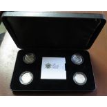 Royal Mint 2010 UK Capital City four-coin presentation set of silver proof £1 coins, in case with