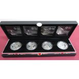 Royal Mint Countdown to London 2012 Olympic Games Silver Proof £5 four coin set, in original box
