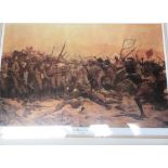 WI Mosses, RC Woodvile "The Zulu War: On the road to Lunundi" hand coloured print 71cm x 56cm and