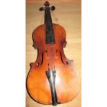Early 20th C Violin, two piece back (L56cm)