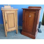Late Victorian mahogany bedside cupboard, enclosed by a single panelled cupboard door with raised