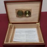 Cigar humidor, cedar lined interior with instructions W31cm H9cm D22cm