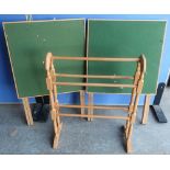 Modern Beech towel rail, and two folding card tables (3)