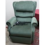 Great British Mobility Group electric reclining armchair, upholstered in green dralon