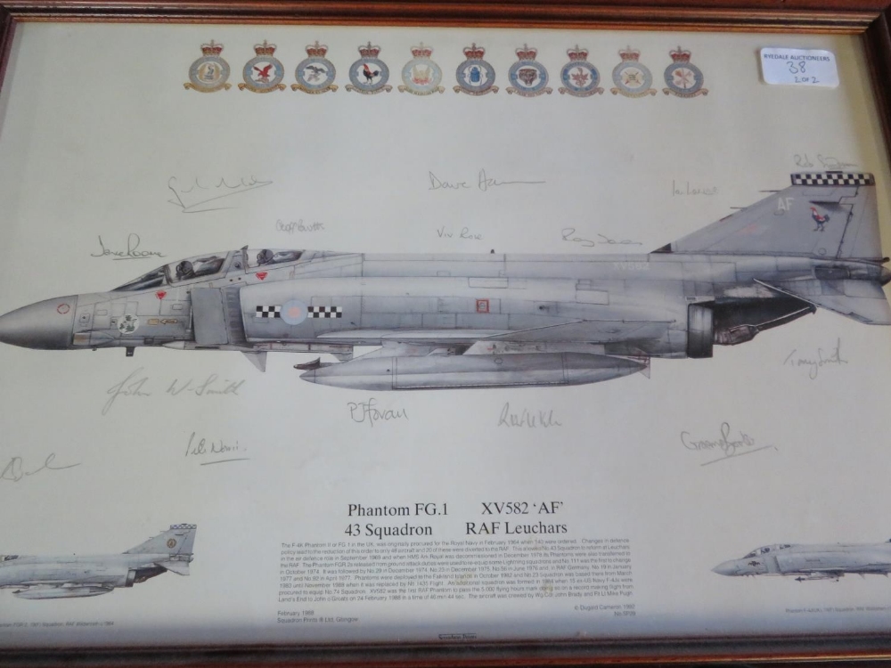 Two framed squadron prints of Phantom Aircraft, 23 and 43 Squadrons, both signed by various crew - Image 2 of 3