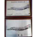 Two framed squadron prints of Phantom Aircraft, 23 and 43 Squadrons, both signed by various crew