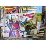 Box containing extremely large quantity of The Commando paperback comics, including The Black Eagle,