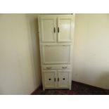 1950s/60s retro utility type kitchen unit with two upper cupboard doors above fall front with enamel