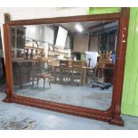 Extremely large Victorian oak framed overmantle mirror with carved detail W267cm H202cm