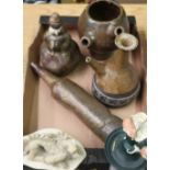 Selection of various assorted studio pottery including vases, candlesticks, dragon etc