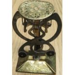 Early 20th C German brass and pressed steel scissor action letter scale with pierced and engraved