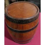 Coopered wooden barrel with four metal bands, H27cm