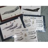 Unframed print of squadron 43 The Leuchars with various aircraft, mounted print of squadron 43 RAF