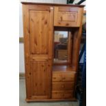 St. Michael pine combination wardrobe with single door and mirror above three drawers (W105cm x