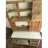 Mid 20th C Hygena oak kitchen cabinet with enamel slide out worktop (A/F)
