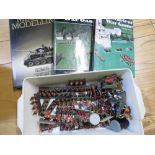 Selection of quality painted military gaming figures mainly Romans, and three war game books -