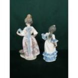 Lladro figurine 5254 "Making Paella" and Ladro figurine 5193 "Juanita".