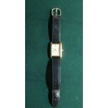 1930s style Rotary quartz wrist watch gold plated case on leather strap and a automatic